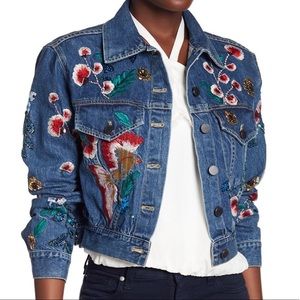 Alice + Olivia Embellished Crop Jean Jacket
